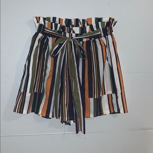 Colorful striped summer flare shorts